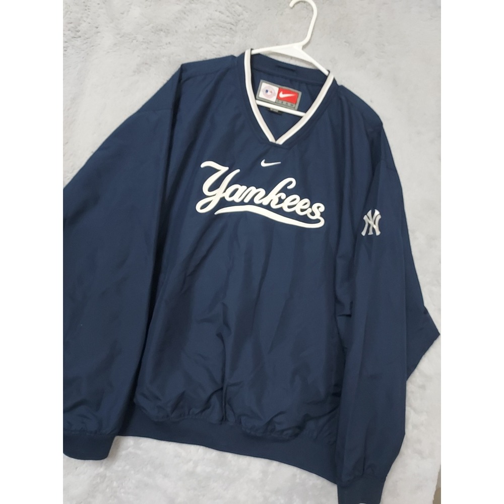 Vintage New York Yankees Jacket Mens XL Nike Team MLB V Neck Windbreaker 90s MLB